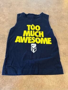 Nike "Too Much Awesome" Navy Sleeveless Tee Boys Size 4 Active, Summer